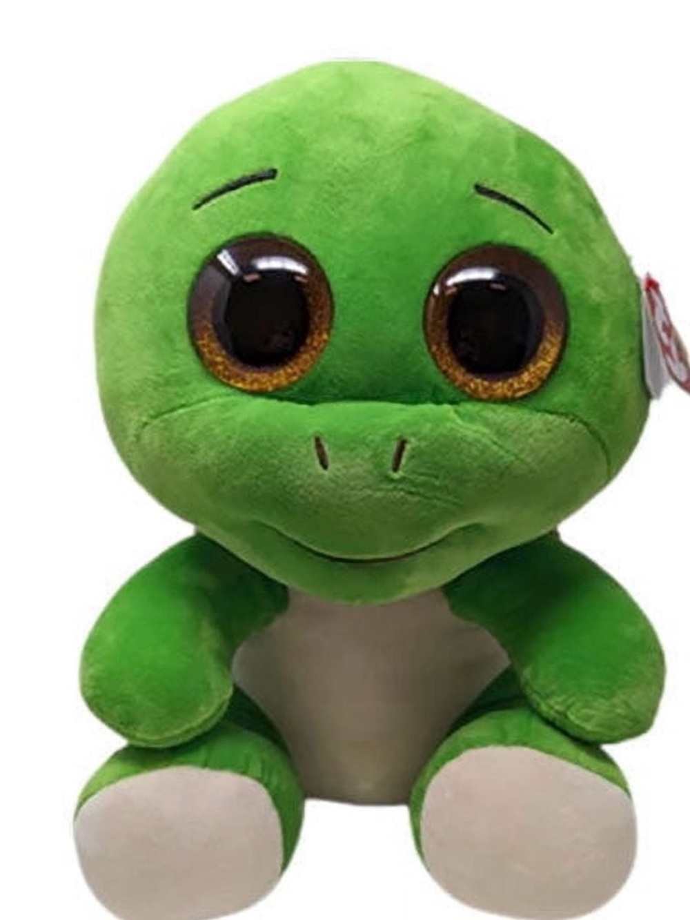 Green Turtle Plush with Big Brown Eyes